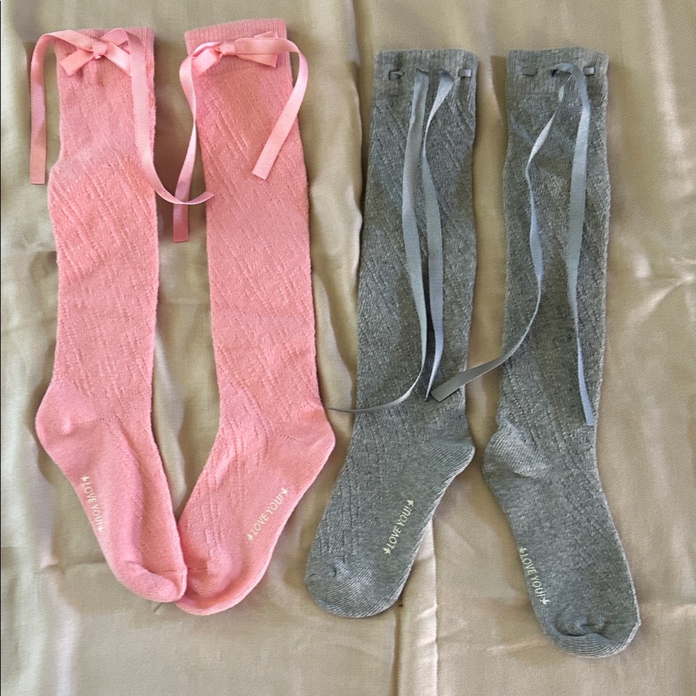 NWT - Two pair Aerie socks (long) with bow/ribbon